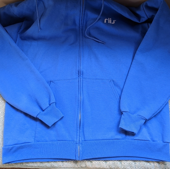 Men's Blue Full Zip Hoodie - Picture 8 of 10